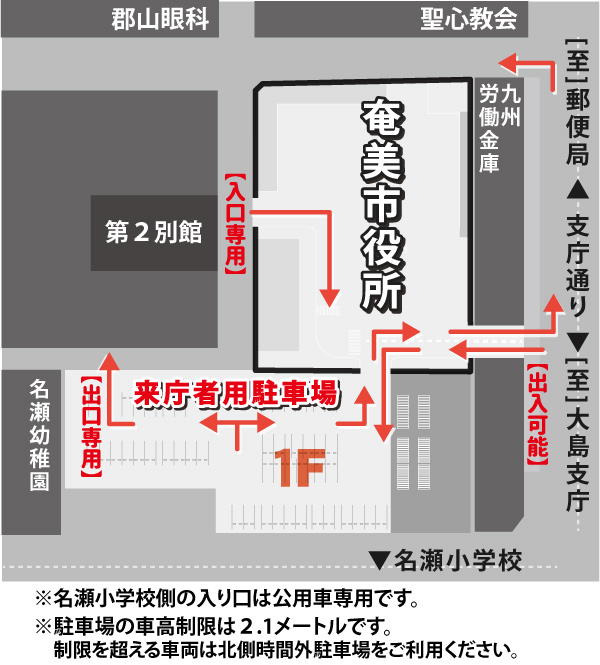 名瀬総合支所駐車場