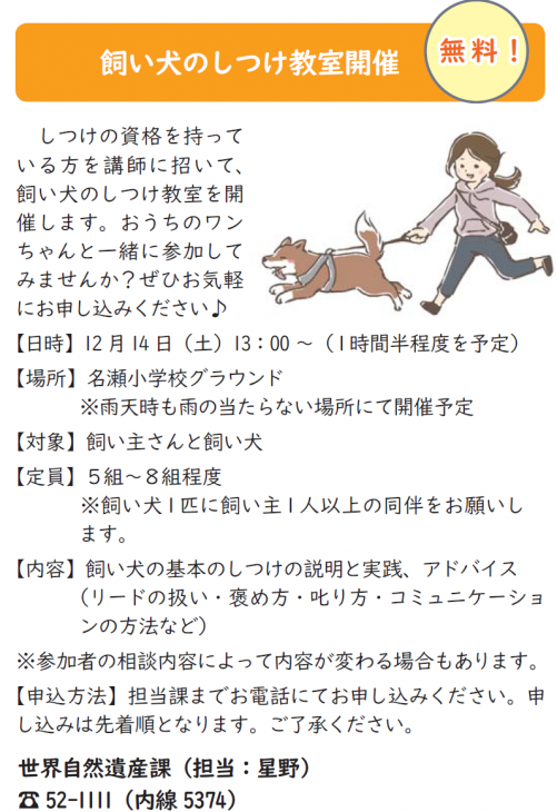 飼い犬のしつけ教室12月14日